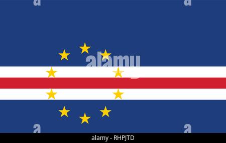 Vector Image of Cape Verde Flag. Based on the official and exact Cape Verde flag dimensions (17:10) & colors (287C, White, 186C and 116C) Stock Vector