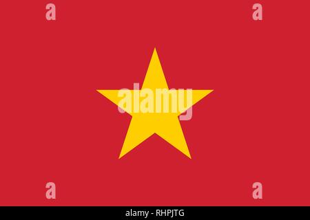 Vector image for Vietnam flag. Based on the official and exact Vietnamese flag dimensions (3:2) & colors (186C and 116C) Stock Vector