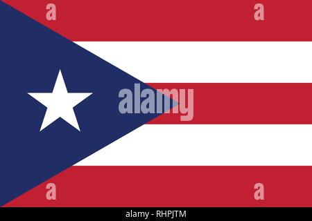 Vector image for Puerto Rico flag. Based on the official and exact Puerto Rican flag dimensions (3:2) & colors (280C, 200C and White) Stock Vector
