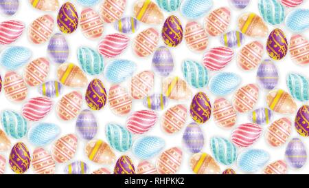 Assorted Easter eggs on white Stock Vector