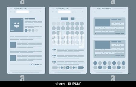 Set of network pages with publications Stock Vector