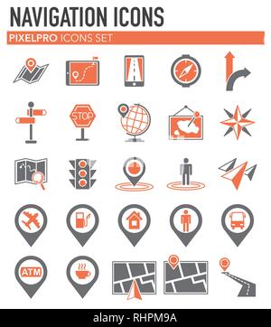Navigation icon set on white background for graphic and web design, Modern simple vector sign. Internet concept. Trendy symbol for website design web button or mobile app. Stock Vector