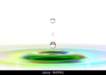three tropical colorful water drops Stock Photo