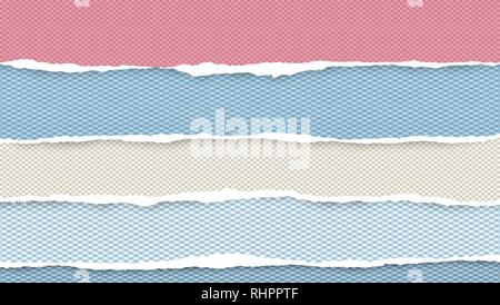 Ripped colorful squared horizontal paper strips for text or message. Vector illustration Stock Vector