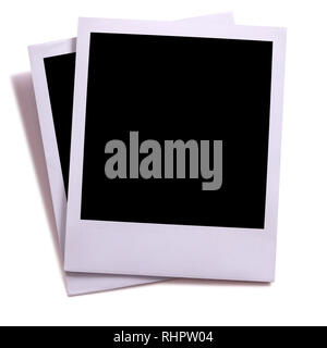 Two blank instant camera photo prints Stock Photo