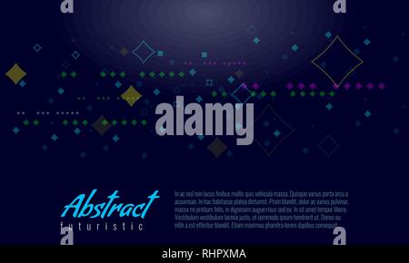 Abstract digital dot and rectangle elements on blue background. Vector illustration. Stock Vector