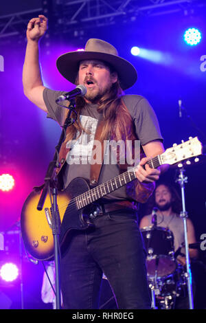 Lukas Nelson performing at the Cornbury Music Festival, Great Tew, Oxfordshire, UK. July 13, 2018 Stock Photo