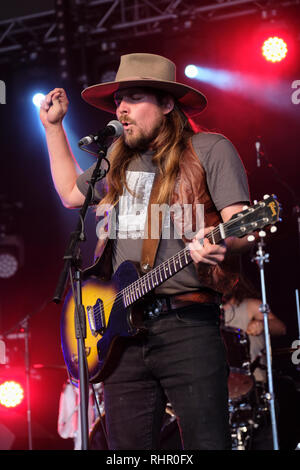 Lukas Nelson performing at the Cornbury Music Festival, Great Tew, Oxfordshire, UK. July 13, 2018 Stock Photo