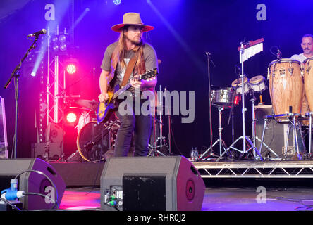 Lukas Nelson performing at the Cornbury Music Festival, Great Tew, Oxfordshire, UK. July 13, 2018 Stock Photo