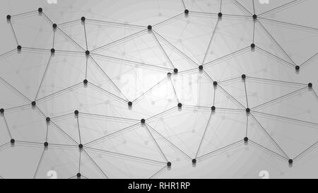 Global Network Connections with Points and Lines. Wireframe of Big Data, Data Analysis, Molecule Structure. Stock Vector