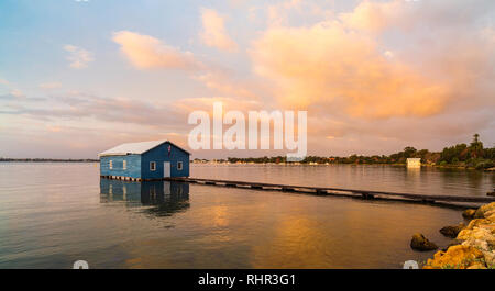 Crawley Edge Boatshed and the Swan River just after sunrise Stock Photo