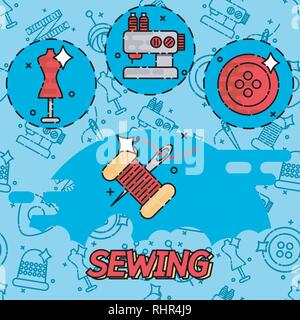Sewing flat concept icons. Concepts for web banners and promotional materials. Stock Vector
