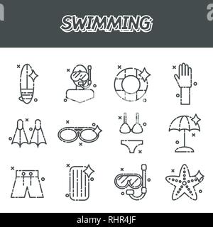 Swimming icons set. Vector illustration EPS 10 Stock Vector