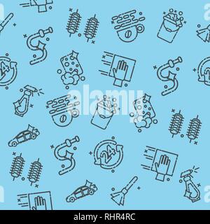 Car wash pattern. Auto cleaner washer shower service icons Stock Vector