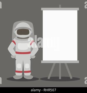 Astronaut in the solar system design. Cosmonaut isolated vector illustration Stock Vector