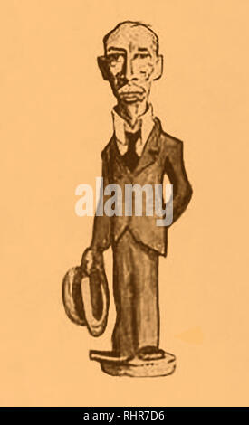 1921 A cartoon - caricature of Edward Mandell House (1858-1938) American diplomat, politician, and an 'Executive Agent' who became a back-stage adviser to President Woodrow Wilson. His nickname was  Colonel House. His business interests included a family cotton plantation,  banking investments and the founding of the Trinity and Brazos Valley Railway. Stock Photo