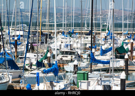 SAN FRANCISCO - SEPTEMBER 21: View of boats in the San Francisco Yacht Harbor on September 21, 2015 Stock Photo