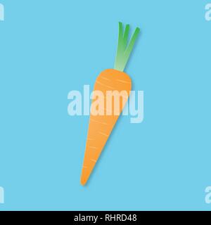 Creative vector illustration carrot. On blue background with paper textured. Paper art digital craft papercut style. Stock Vector
