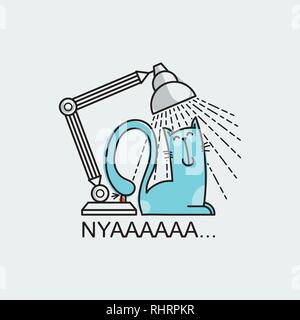 Nya. Vector illustration of a cozy cartoon cat. Kitten in a lined art style Stock Vector