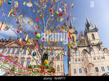 Easter tree in Prague Stock Photo