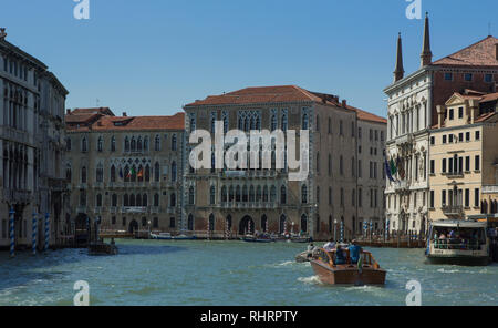 Boats with tourists on Canal Grande in Venice, Italy Stock Photo