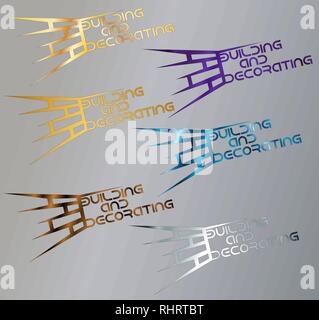creative abstract brick wall logo for construction and decoration Stock Vector