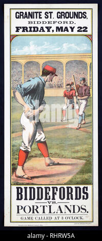 Advertising poster for amateur baseball game shows batter and catcher at  home plate Stock Photo - Alamy