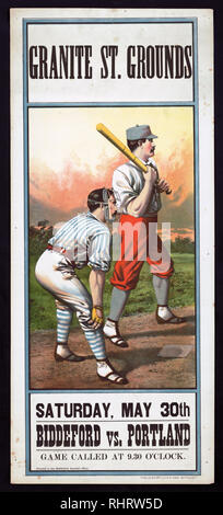 Advertising poster for amateur baseball game shows batter and catcher at  home plate Stock Photo - Alamy