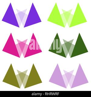 abstract triangles logo with shadows color set creative Stock Vector