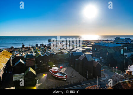 View of Hastings Fish Market and Fisherman's Museum in East Sussex, England Stock Photo