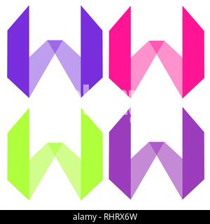 creative abstract logo from rectangles in perspective with shadows color set Stock Vector