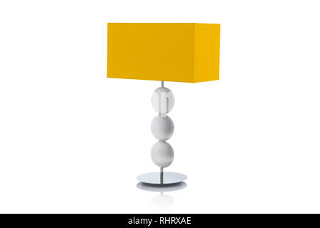 Modern table lamp with small white lampshade isolated Stock Photo