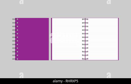 Closed and open notebook isolated on background. Flat style, vector illustration. Stock Vector