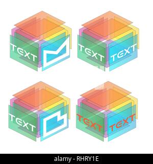 abstract logo from rectangles in perspective color Stock Vector
