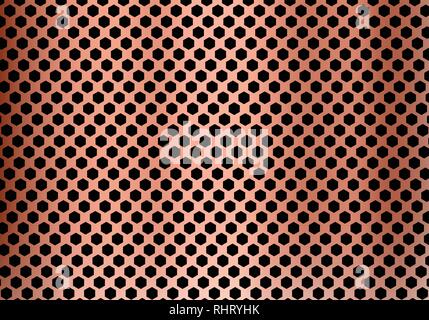 Abstract copper metal background made from hexagon pattern texture. Geometric black and red. Vector illustration Stock Vector