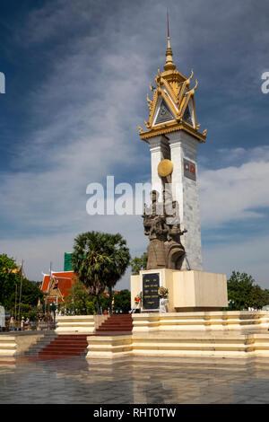 Cambodia, Phnom Penh, Wat Botum Park, 1979 Cambodia Vietnam Friendship Monument Stock Photo