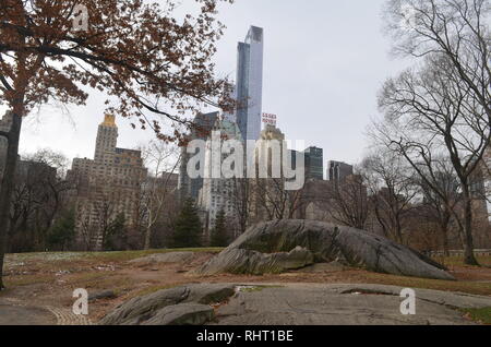 New York skyline from Central Park Stock Photo