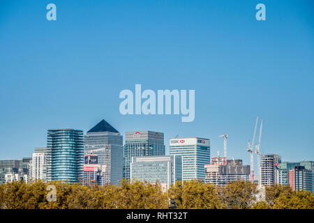 skyline of London Docklands seen from Greenwich Stock Photo