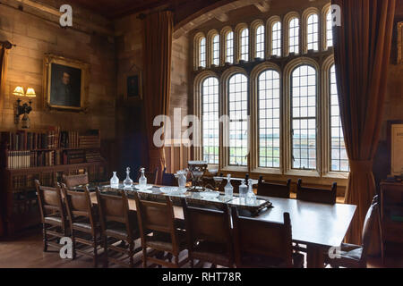 Billiard Room, Bamburgh Castle, Northumberland, UK Stock Photo