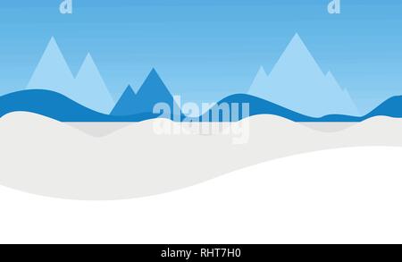 Clear winter landscape. Snow in winter mountains. Vector illustration Stock Vector