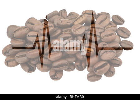 Image with coffee beans and highlighted heartbeat graph Stock Photo
