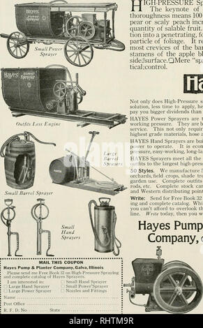 Better fruit. Fruit-culture. MAIL THIS COUPON Hayes Pump &amp; Planter  Company, Galva, Illinois Please send me Free Book 32 on High-Pressure  Spraying and complete catalog of Hayes Sprayers. I am interested