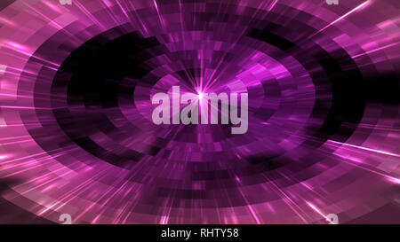 Bright flash in the tunnels with square particles in space, abstract 3d render background, computer generated Stock Photo