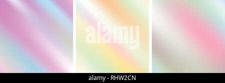 Abstract holographic soft gradient stripes backgrounds. Bright retro vector pattern Stock Vector