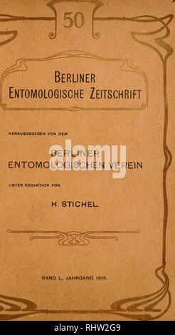 . Berliner entomologische Zeitschrift. Entomology; Insects. . Please note that these images are extracted from scanned page images that may have been digitally enhanced for readability - coloration and appearance of these illustrations may not perfectly resemble the original work.. Berliner Entomologischer Verein. Berlin : Berliner Entomologischer Verein Stock Photo