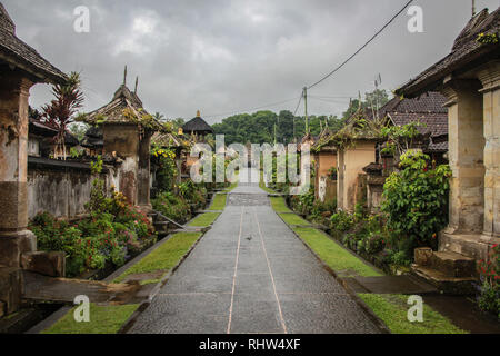 Cloudy day in Penglipuran traditional village in Bangli Regency - Bali. Stock Photo