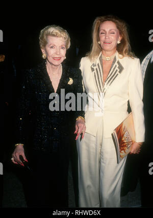 CENTURY CITY, CA - DECEMBER 9: Actress Lana Turner and daughter Cheryl Crane attend the opening night of 'Sunset Blvd' on December 9, 1993 at the Shubert Theater in Century City, California. Photo by Barry King/Alamy Stock Photo Stock Photo