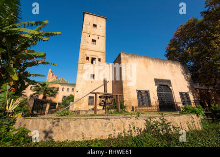 View of the Andalusian Gardens and Museum of Oudayas in The Kasbah of the Udayas ancient fortress in Rabat in Morocco Stock Photo