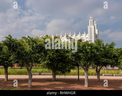 The former Catholic Church of the Sacred Heart of Jesus in Casablanca, Morocco, built in 1930. The white cathedral ceased its religious function Stock Photo