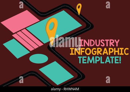Conceptual hand writing showing Industry Infographic Template. Business photo showcasing Pattern to use in creating visual image Road Map Navigation M Stock Photo